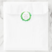 水彩の緑のリースカスタムウェディングシール ラウンドシール (バッグ)