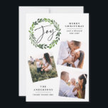 水彩の緑のリース数々の写真のスクリプトjoy シーズンカード<br><div class="desc">水の色の緑のリース数々の写真スクリプト喜びクリスマス/ホリデーカード。</div>