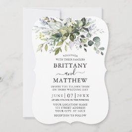 水彩の緑の埃の青いブラケット 招待状