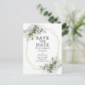 水彩の緑の埃の青い日付を保存 ポストカード (スタンド正面)