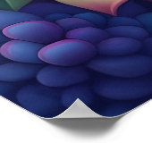 水彩の緑の多肉色コラージュ ポスター (角)