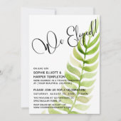 水彩の緑の我々は駆け落ち！後結婚の 招待状 (正面)