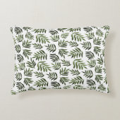 水彩の緑の枝模様 アクセントクッション (正面)