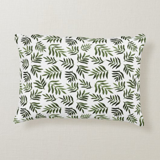 水彩の緑の枝模様 アクセントクッション (裏面)