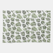 水彩の緑の枝模様 キッチンタオル (横)