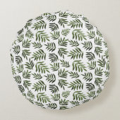 水彩の緑の枝模様 ラウンドクッション (裏面)