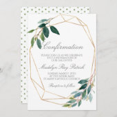 水彩の緑の枠の確認 招待状 (正面/裏面)