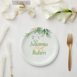 水彩の緑の紙プレート ペーパープレート