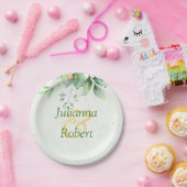 水彩の緑の紙プレート ペーパープレート (パーティー)