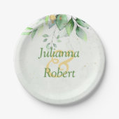 水彩の緑の紙プレート ペーパープレート (正面)