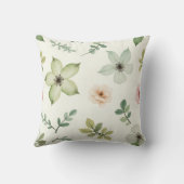 水彩の緑の花パターン クッション (裏面)