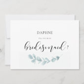 水彩の緑の花嫁プロポーザルのカード 招待状 (正面)