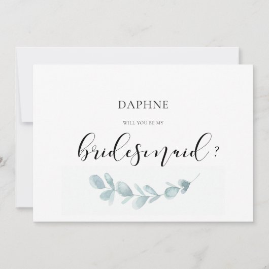 水彩の緑の花嫁プロポーザルのカード 招待状 (正面)