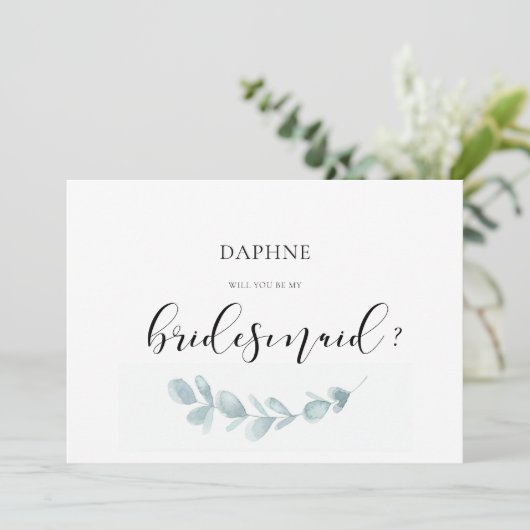 水彩の緑の花嫁プロポーザルのカード 招待状 (スタンド正面)