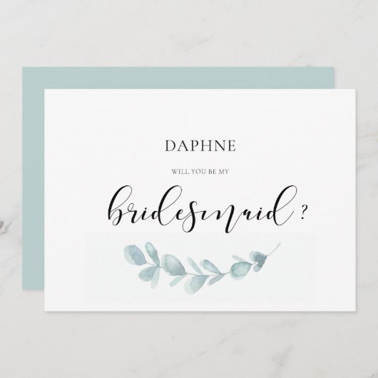 水彩の緑の花嫁プロポーザルのカード 招待状 (正面/裏面)