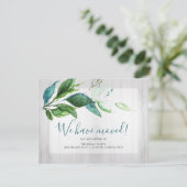 水彩の緑の葉の動きのお知らせ セーブザデート (スタンド正面)