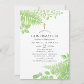水彩の緑の葉の確認 招待状 (正面)