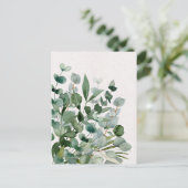 水彩の緑の葉の緑葉の ポストカード (スタンド正面)