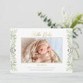 水彩の緑の葉の葉ベビー 案内状 (スタンド正面)