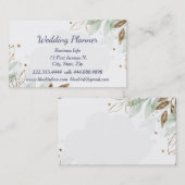 水彩の緑の葉ウェディングプランナーカスタム 名刺 (正面/裏面)