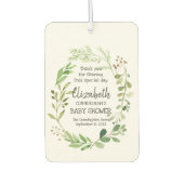 水彩の緑の葉ベビシャワーパーティーの好意 カーエアーフレッシュナー (正面)