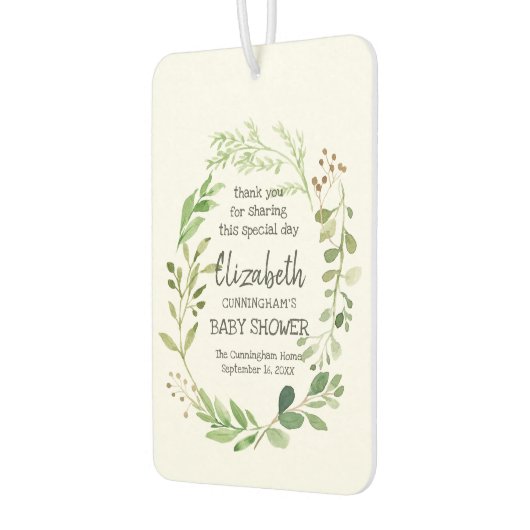 水彩の緑の葉ベビシャワーパーティーの好意 カーエアーフレッシュナー (左)