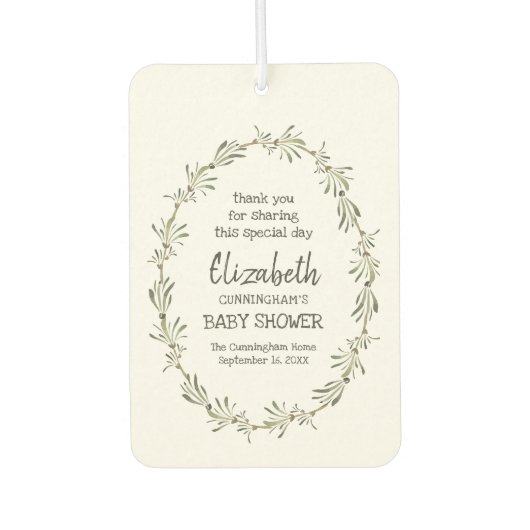 水彩の緑の葉ベビシャワーパーティーの好意 カーエアーフレッシュナー (正面)