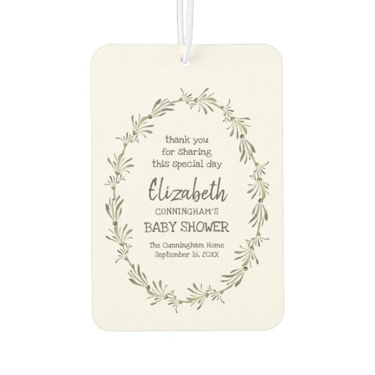 水彩の緑の葉ベビシャワーパーティーの好意 カーエアーフレッシュナー (裏面)