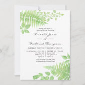 水彩の緑の葉リハーサルディナー 招待状 (正面)