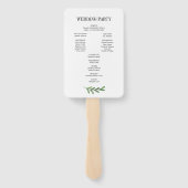 水彩の緑の葉結婚式 プログラムファン ハンドファン (裏面)