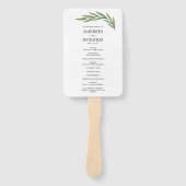 水彩の緑の葉結婚式 プログラムファン ハンドファン (正面)