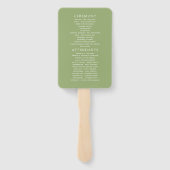 水彩の緑の葉結婚式 プログラム ハンドファン (裏面)