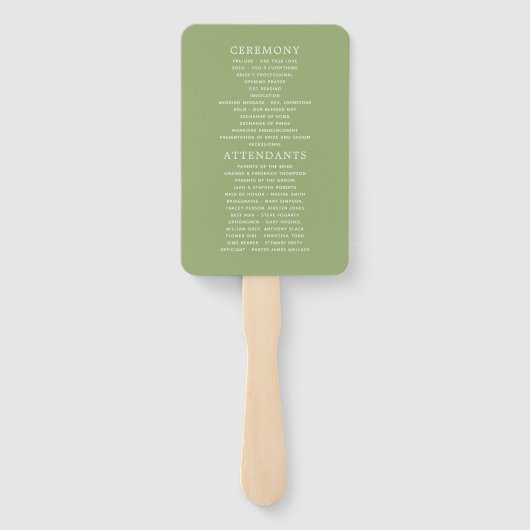 水彩の緑の葉結婚式 プログラム ハンドファン (裏面)