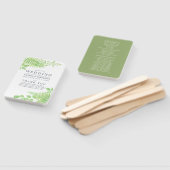 水彩の緑の葉結婚式 プログラム ハンドファン (組立なし)