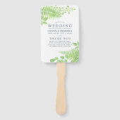 水彩の緑の葉結婚式 プログラム ハンドファン (正面)