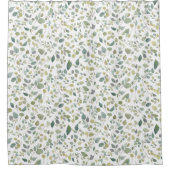 水彩の緑の葉色のパターン シャワーカーテン (正面)