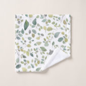 水彩の緑の葉色のパターン バスタオルセット (ウォッシュタオル)