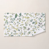 水彩の緑の葉色のパターン バスタオルセット (ハンドタオル)