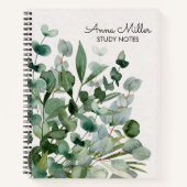 水彩の緑の葉葉モダン ノートブック (正面)