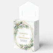 水彩の緑の葉金ゴールド結婚グリッター フェイバーボックス (オープン)