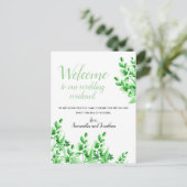 水彩の緑の葉 |お客様へようこ結婚そ ポストカード (スタンド正面)