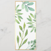 水彩の緑結婚のメニュー メニュー (裏面)