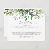 水彩の緑結婚の詳細エンクロージャカード 出欠カード (正面/裏面)