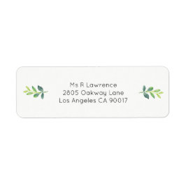 水彩の緑離れの葉 ラベル