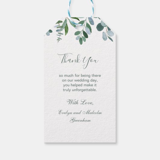 水彩の緑、ユーカリありがとう ギフトタグ (裏面)