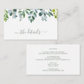 水彩の緑、ユーカリ結婚ス、詳細 エンクロージャーカード (正面/裏面)