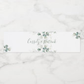 水彩の緑、ユーカリ葉結婚ス ペットボトルラベル (シングルラベル)