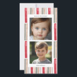 水彩の縞模様の写真 シーズンカード<br><div class="desc">私たちの水彩ストライプのホリデーカードで、休暇シーズンの喜びをお祝いください - エレガンスと個人的な魅力の完璧なブレンド。美しくデザインされたこのカードは、赤、ブッシュ、セージ、ゴールド、グレーの調和のとれたパレットを特徴とする印象的な水彩ストライプパターンを備えており、ホリデーのグリーティングのためのフェスティブで魅力的な背景を作り出しています。カードの背景には、暖かさと喜びを感じさせるソフトで流れる水彩ストライプがあしらわれています。赤、ブッシュ、セージ、ゴールド、グレーの組み合わせは、伝統的なホリデーカラーにモダンなひねりを加え、洗練された遊び心のある美観を提供します。カードの表側には、2つのカスタマイズ可能な写真テンプレートが含まれており、今年の大切な瞬間を紹介することができます。家族の肖像、自然なスナップショット、または冬の風景のどれであっても、これらのテンプレートは、あなたのカードを記念品に変える個人的なタッチを提供します。家族、カップル、または個人に最適なこのホリデーカードは、どんな祝賀にも適するように設計されています。その楽しいデザインは、友人や家族に温かい願いや特別な思い出を送るのに最適です。私たちの水彩ストライプのホリデーカードで、季節の精神を共有してください - この特別な時期にあなたの愛と喜びを表現する楽しい方法です。</div>