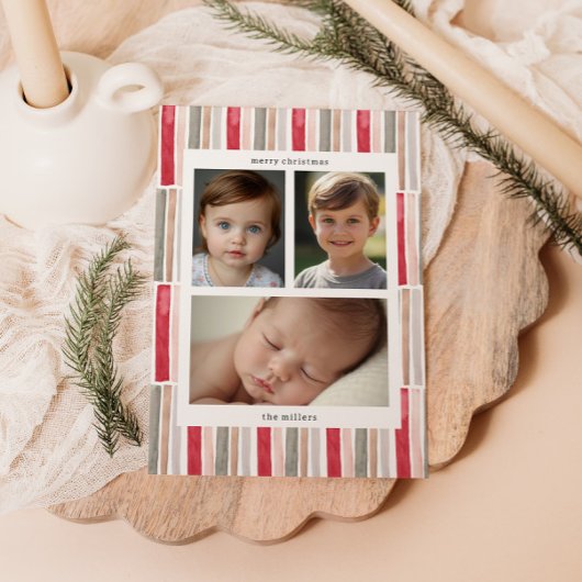 水彩の縞模様の写真 シーズンカード