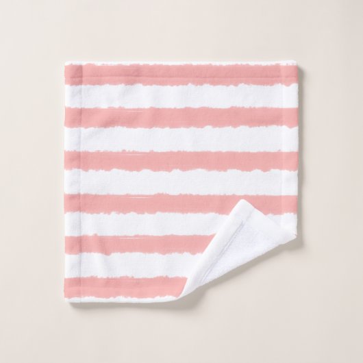 水彩の縞模様 ピンク イエロー ブルー ホワイト バスタオルセット (ウォッシュタオル)